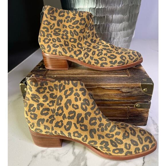 Soludos Leopard Print Suede Leather Booties - Picture 5 of 8